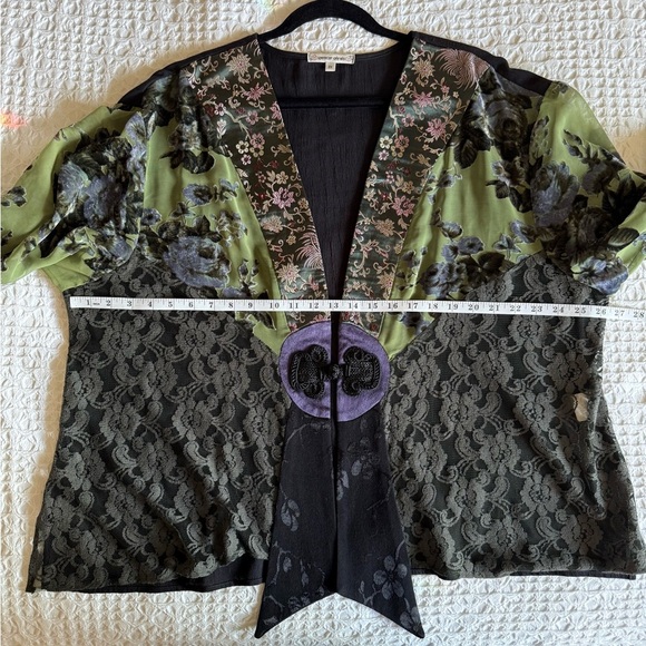 Spencer Alexis Top 2X Floral Kimono Jacket Black|Lace|Velvet Burnout|Artsy - Picture 11 of 14